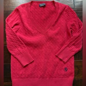 Y2K Ralph Lauren V-Neck Sweater - Pink/Red